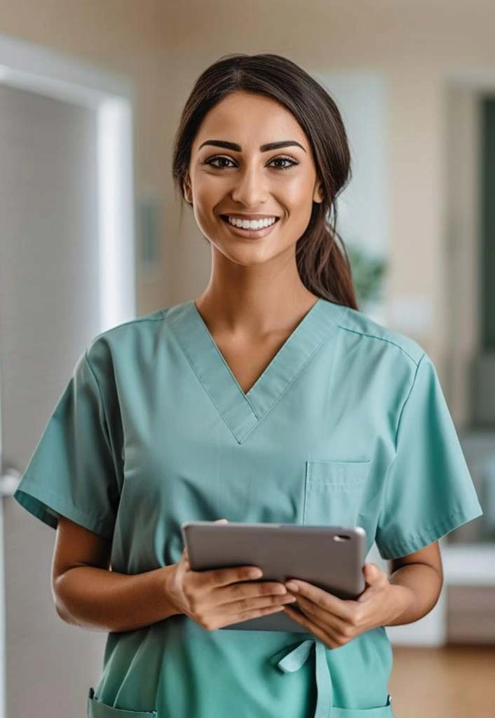 Care worker using CEVERO Care on a tablet